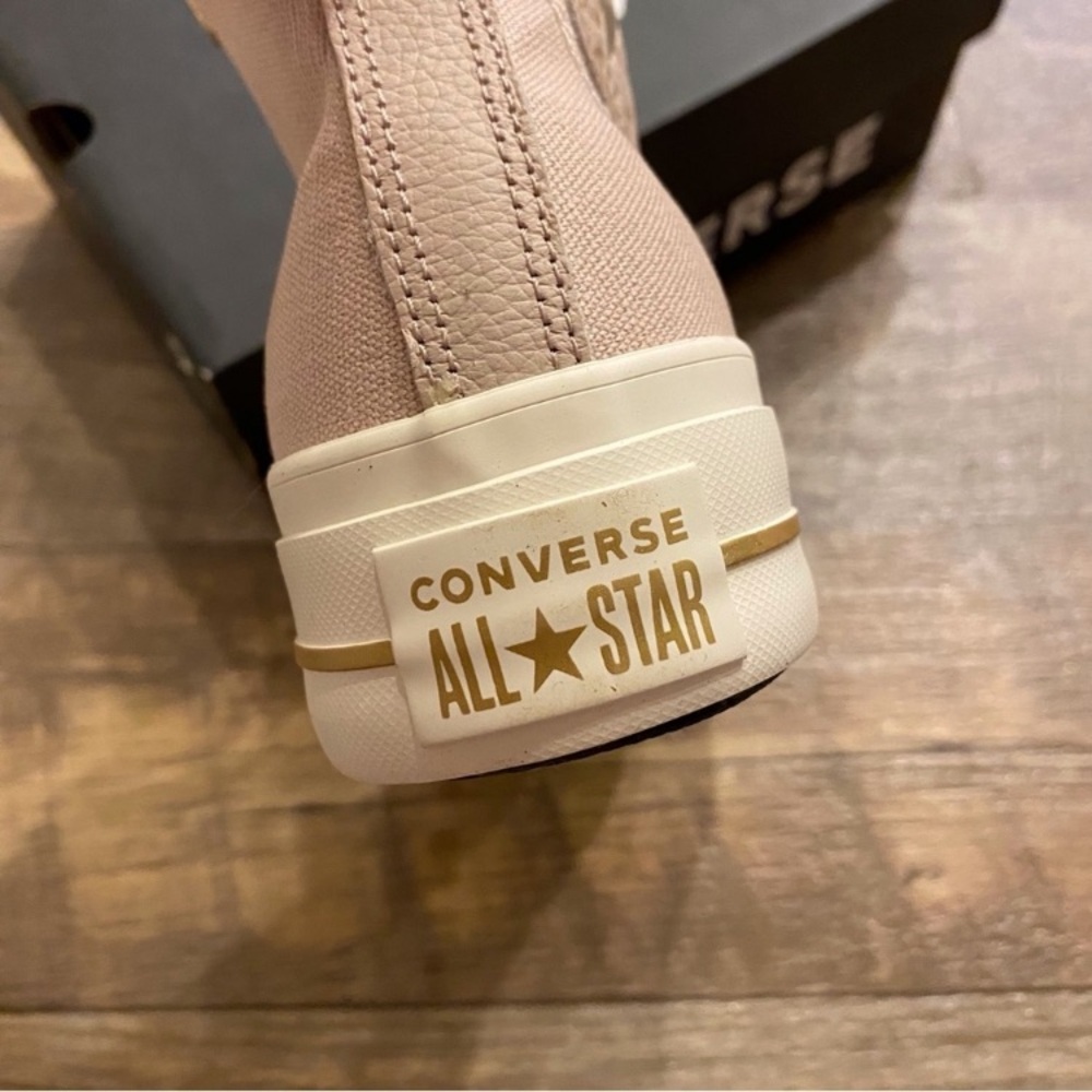 Converse Mauve Canvas High-Top Chuck Taylor Sneakers with Gold Accents - Picture 15 of 16